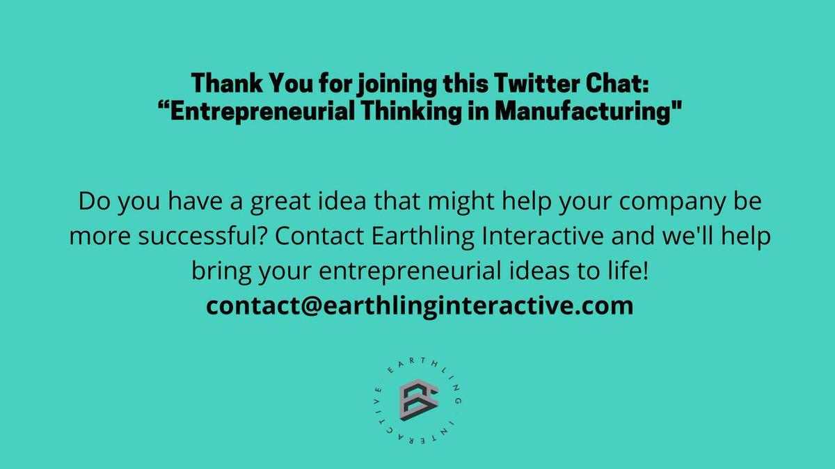 EarthlingInteractive (@weareearthling) on Twitter photo Do you have a great idea that might help your company be more successful? Contact Earthling Interactive and we'll help bring your entrepreneurial ideas to life!
contact@earthlinginteractive.com
#USAMfgHour Do you have a great idea that might help your company be more successful? Contact Earthling Interactive and we'll help bring your entrepreneurial ideas to life!
contact@earthlinginteractive.com
#USAMfgHour