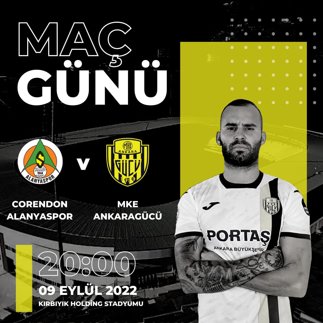 gencgucluler's tweet photo. MAÇ GÜNÜ | MATCH DAY 

🏆 Spor Toto Süper Lig 6.Hafta 
🆚 Alanyaspor - MKE Ankaragücü’müz
🏟 Kırbıyık Holding Stadyumu
📅 09.09.2022
⏰ 20.00

#GençGüçlüler 
#AnkaragücüYıkılmaz https://t.co/He3EZ8me2p