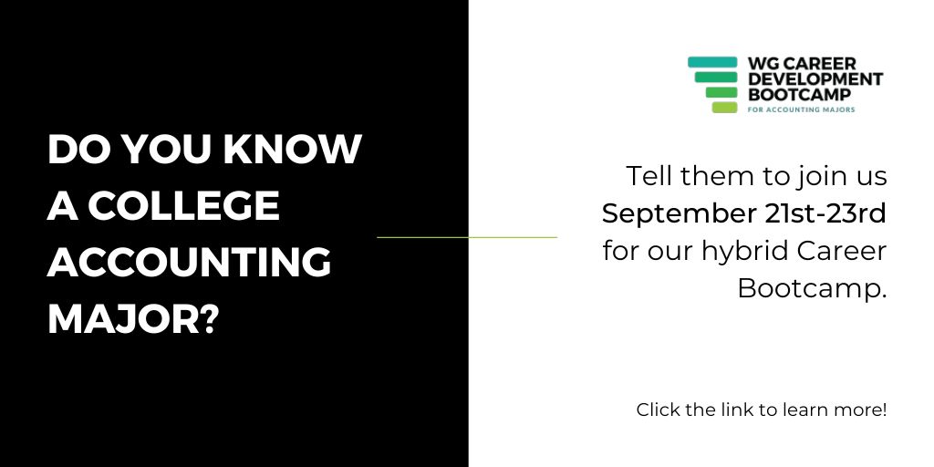 WGCPAs's tweet photo. Do you have a sibling, cousin, friend, etc. who is studying to be an accountant? Help them out by telling them to sign up for our Career Development Bootcamp to learn tips and tricks on how to be successful in the accounting industry. Register here: https://t.co/RwIRDR0Z4g https://t.co/gdwCcSApaP