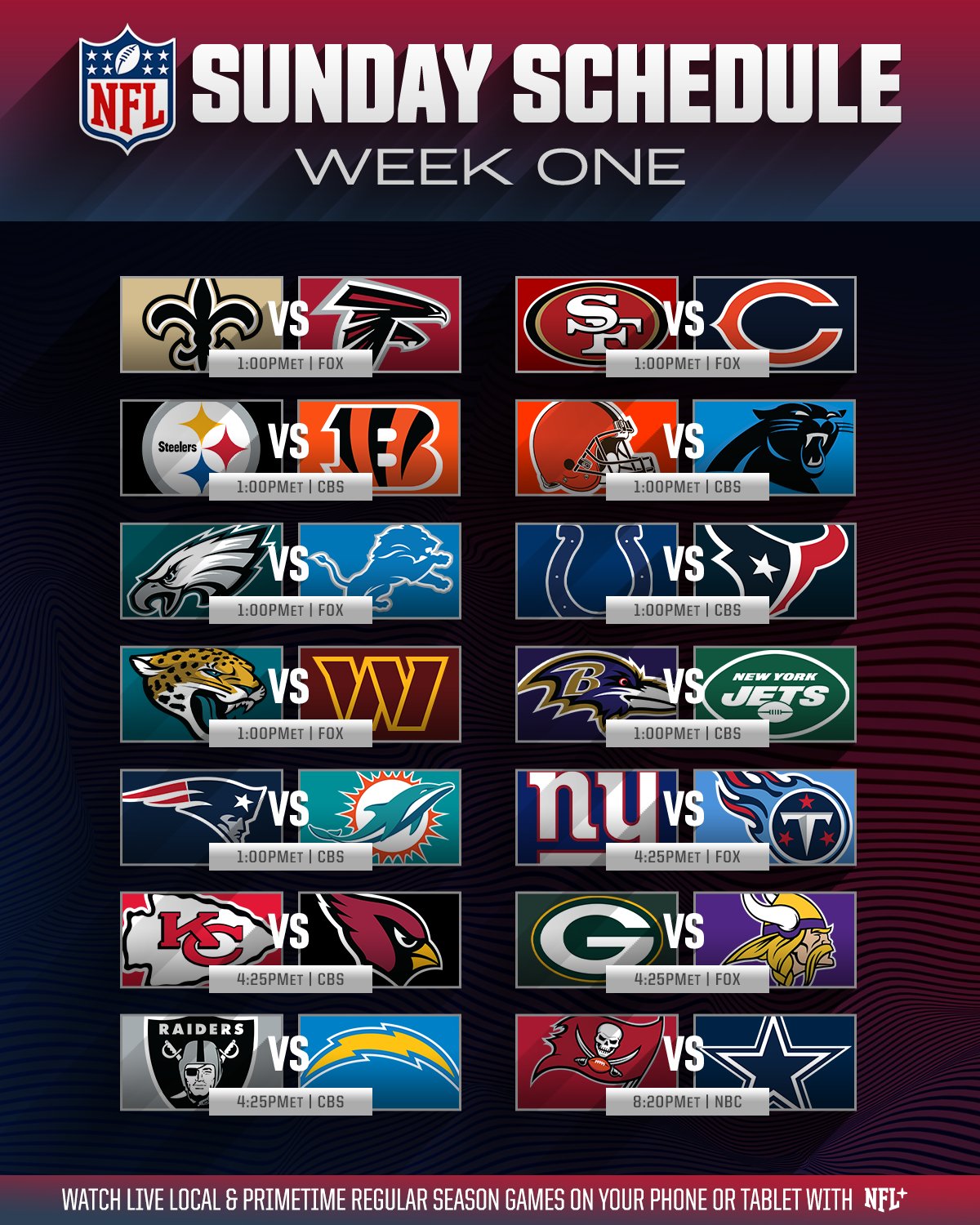 NFL on Twitter "Just one more day until the first Football Sunday. 🏈🙌