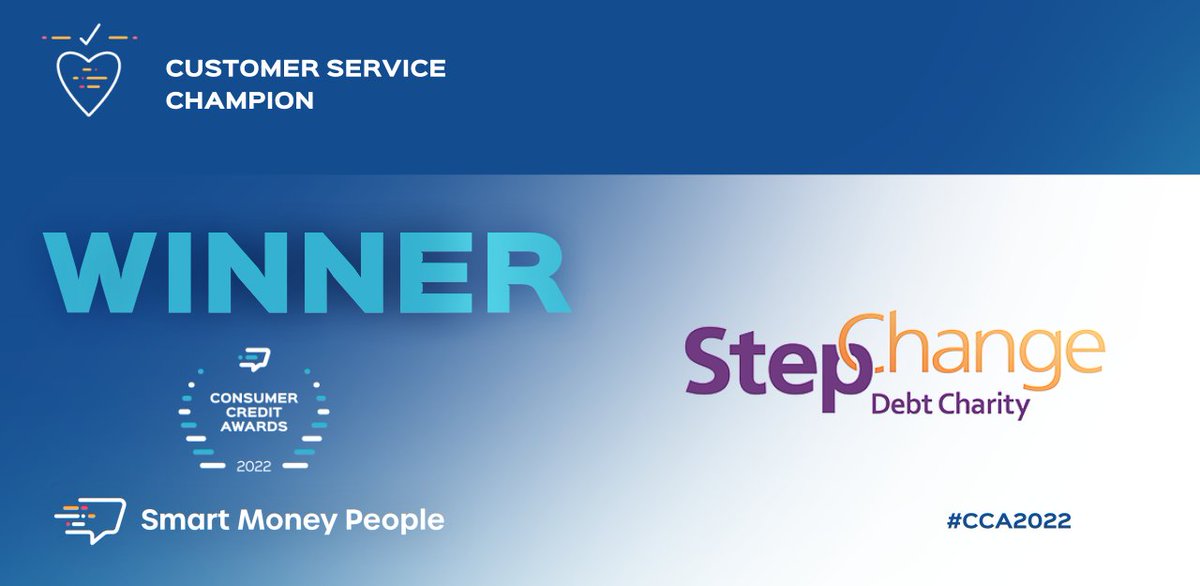 CreditAwards's tweet photo. CONGRATULATIONS 🎉
The @creditawards ‘Customer Service Champion Award 2022’ winner 🏆 is… @StepChange
#CCA2022 #Awards #CustomerDecided https://t.co/fUF6F0lZqn