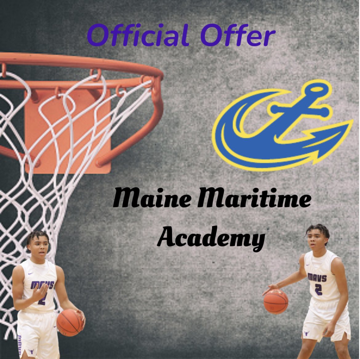 #AGTG.   After a great zoom call with <a href="/dmcneely15/">Dan McNeely</a> , I am grateful to receive my first collegiate offer from <a href="/MainemaritimeMB/">Maine Maritime Men’s Basketball</a>. Thank you Coach Mcneely for believing in me !  #GoMariners 🔵🟡