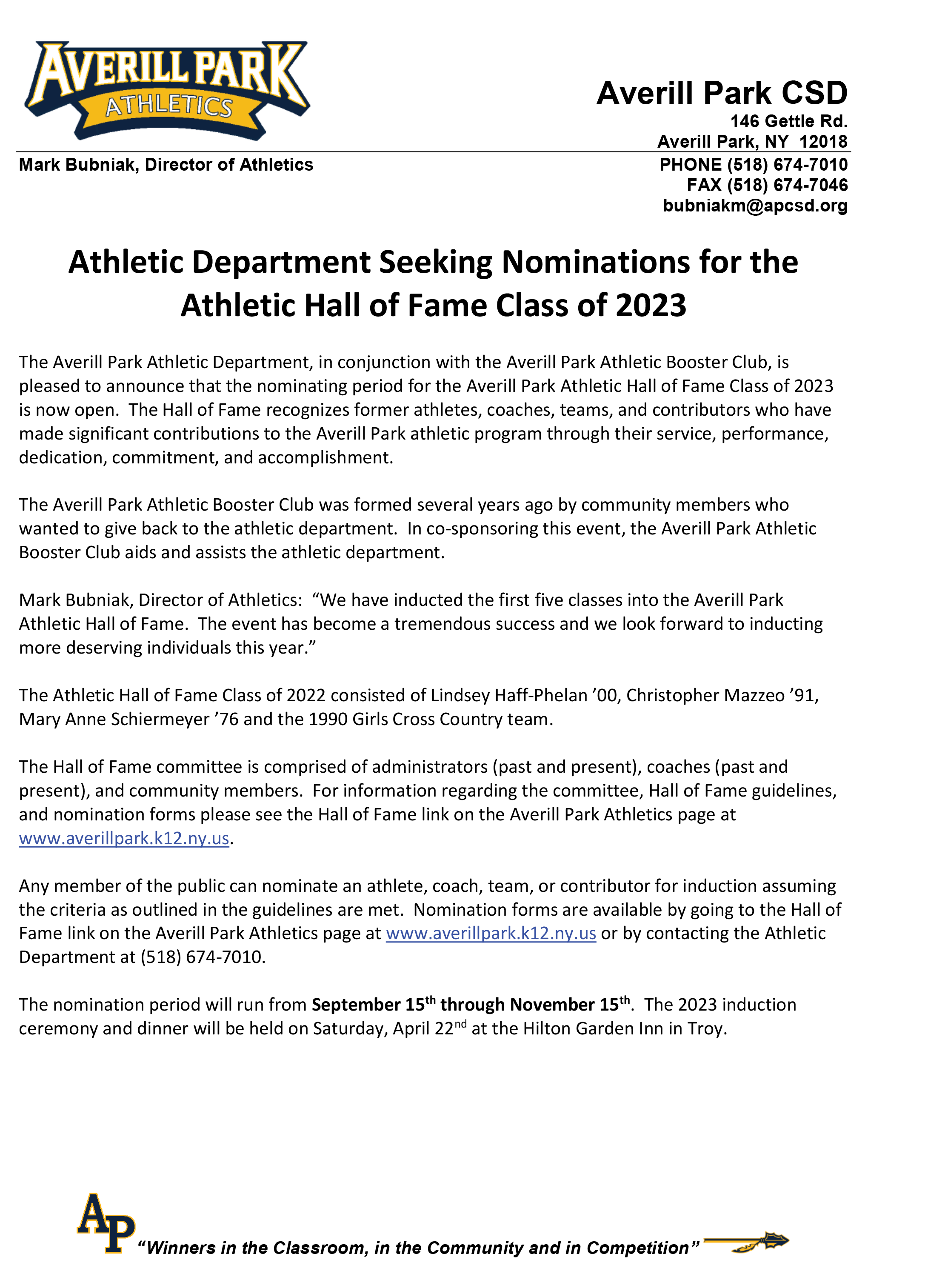 Averill Park Warriors (AP_Athletics) / Twitter