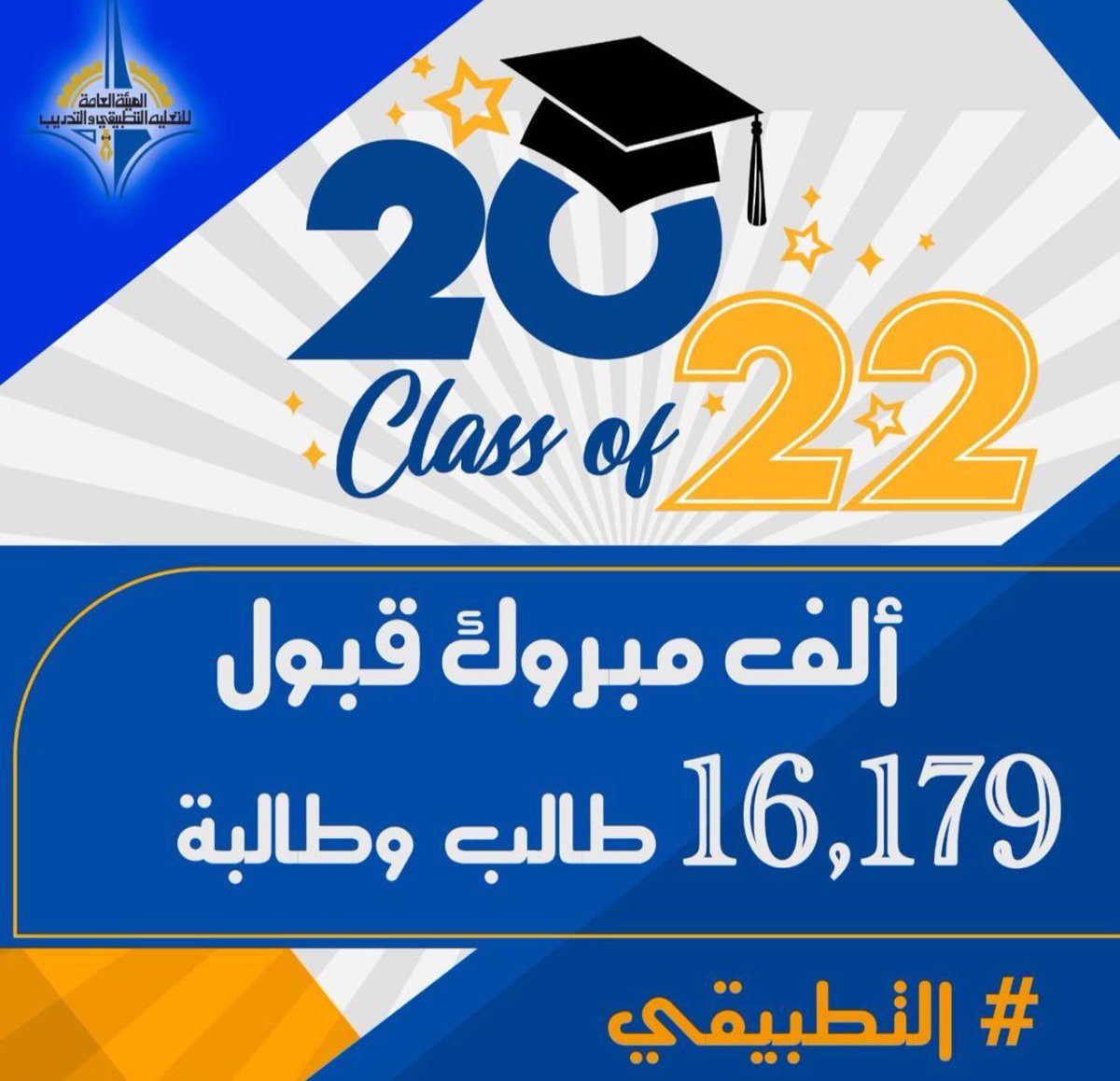 ألف مبروك قبول 16179 طالب وطالبة.
#الهيئة_العامة_للتعليم_التطبيقي_والتدريب #التطبيقي #paaet
