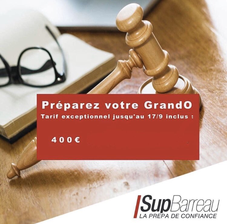 🚨 Formule "GrandO" à 400€ avec
1) Notre fascicule
2) Nos vidéos de gestion du stress, de conseils d'expression orale et de conseils comportementaux
3) Nos séminaires interactifs d'actualité
4) 2 simulations au GrandO
📩info@supbarreau.fr
#CRFPA #crfpa2022 #GrandO #supbarreau