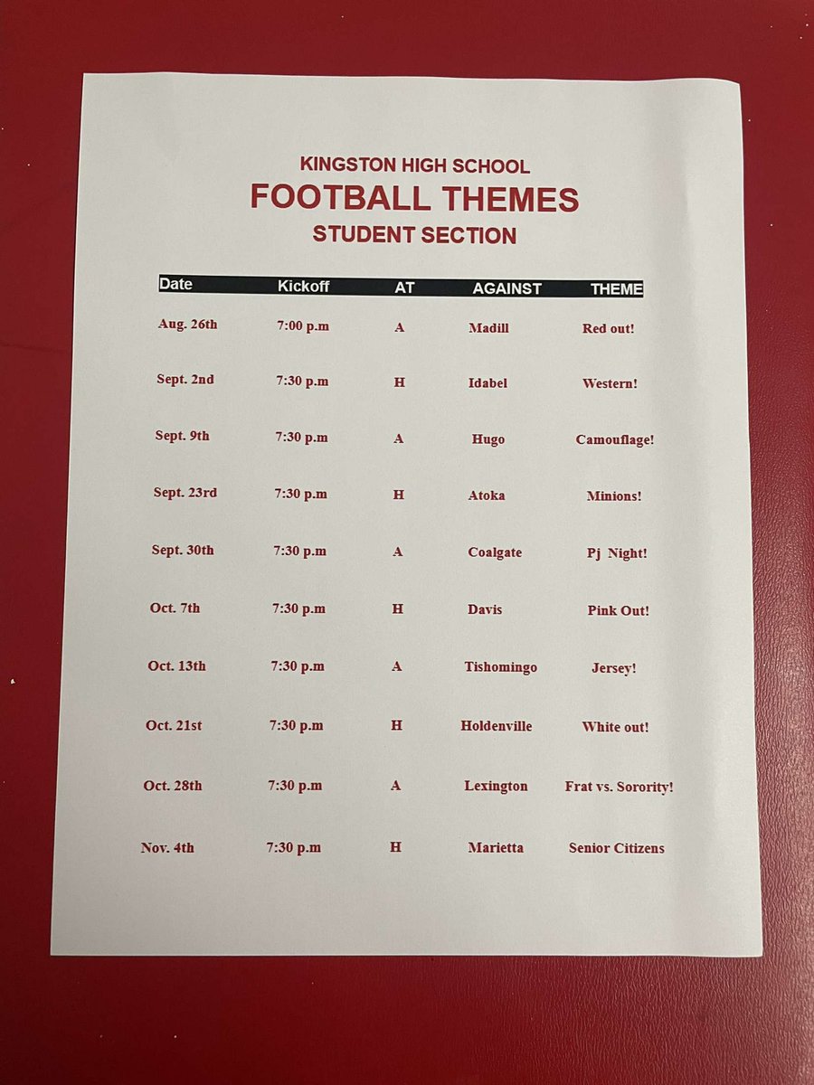 Themes for the rest of the season!! Show up and show out!
