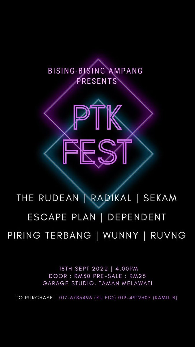 Jom geng!!! 
Sunday 18/9/2022 Garage Studio. <a href="/TheRudean/">The Rudean</a> <a href="/sekamhc/">SekamHC</a> <a href="/piringterbangmy/">Piring Terbang</a> <a href="/EscapePlanEP/">Escape Plan</a> <a href="/DependentMy/">DEPENDENT</a> <a href="/wunnymusic/">syzwnym</a> <a href="/ruvng/">た</a>

Retweet And Spread to others!!!
