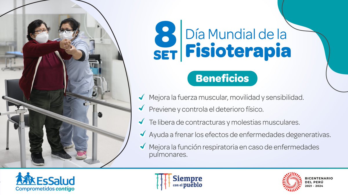 EsSaludPeru's tweet photo. #EsSaludEfemérides | 🗓️ En esta fecha, queremos resaltar el trabajo especializado de los fisioterapeutas. Su labor es fundamental para la recuperación y calidad de vida de nuestros asegurados. https://t.co/6dv0fSBfqX