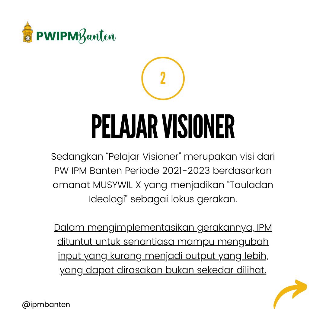 Halo Kader!
Banyak kader yang bertanya apa sih bedanya tagline #pelajartanahjawara dan #pelajarvisioner yang dimiliki IPM Banten?
Mari yuk di simak penjelasan singkatnya~