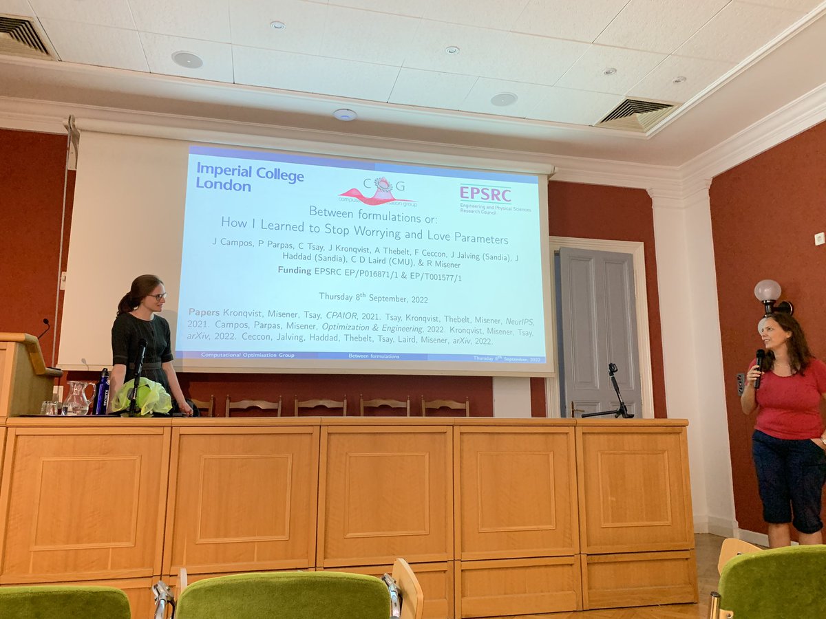 JanKronqvist's tweet photo. Awesome plenary talk by @RuthMisener at #HUGO2022 on “Between formulations”! #orms https://t.co/g2EfymwqcE