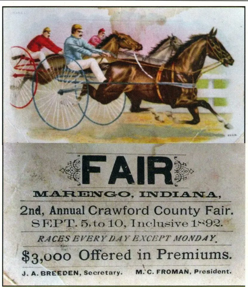 #ThrowbackThursday  - Poster for the 2nd Annual Crawford County Fair in Marengo, Indiana. 130 years ago this week. #Indianahistory