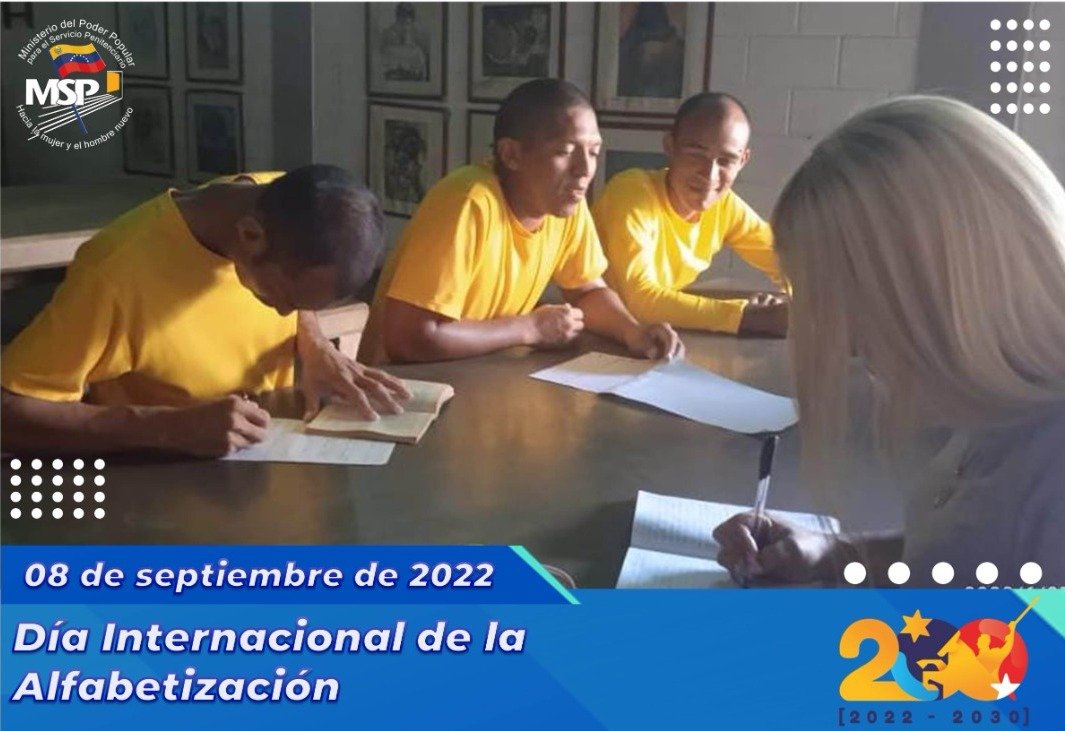mirelct's tweet photo. En el Día Mundial de la Alfabetización, el @mppsp_vzla  ha ido a la vanguardia de garantizar a la población privada de libertad planes educativos de calidad que constituye la base de todo aprendizaje. !hacia la transformación del hombre y la mujer nueva! #VenezuelaPuebloPróspero https://t.co/d0nHBQ3jEG