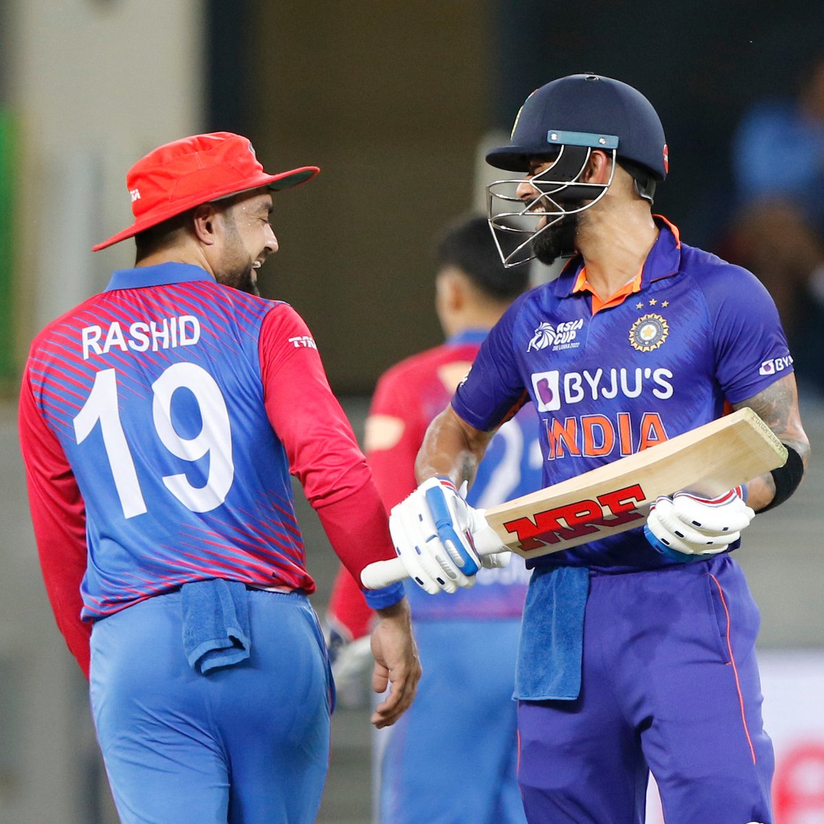 Creimas's tweet photo. @imVkohli of #IND and @rashidkhan_19 of #AFG during #INDvsAFG. 

@BCCI @ACBofficials @ACCMedia1 @ICC @WeAreTeamIndia @BCCIWomen @Dcreimas 

#INDvAFG #ACC #AsiaCup2022 #GetReadyForEpic #AsiaCup #INDvsAFG #AsiaCupT20 #IndianCricketTeam #AfghanAtalan https://t.co/U9AxvNpUhm