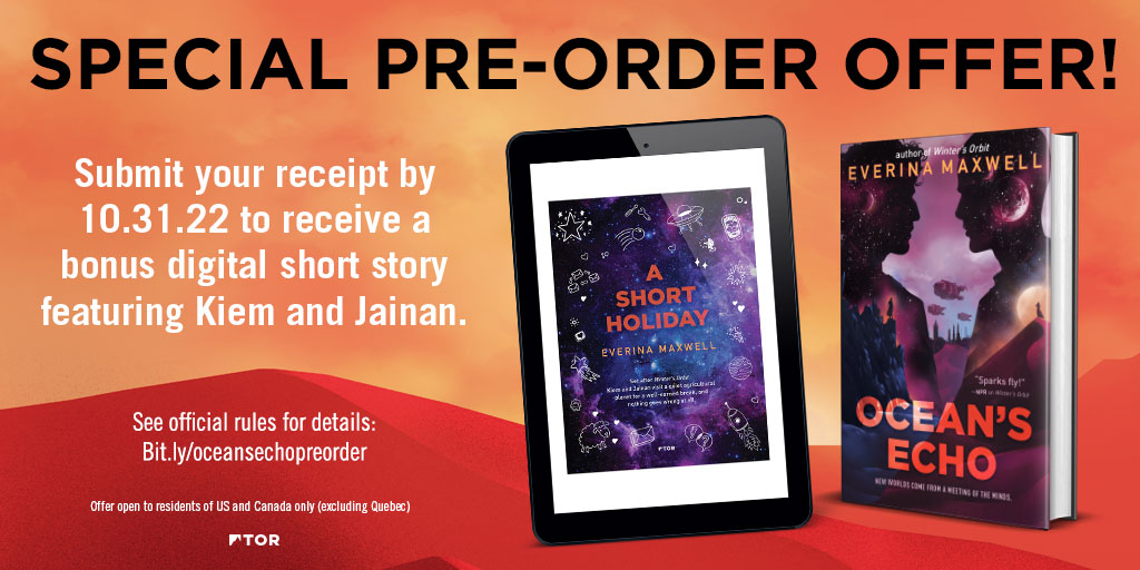 torbooks's tweet photo. The story of #WintersOrbit isn't *quite* done...thanks to a VERY special pre-order offer! Pre-order #OceansEcho by @Av_Stories and submit your receipt to get the digital short story ��A Short Holiday” emailed to you on 11/1! 

Submit your receipt here: https://t.co/9fFzzb3uwo https://t.co/cDVeAvdC1f