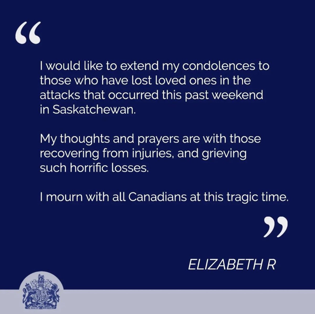 townsendestates's tweet photo. Her Majesty Queen Elizabeth II has released statements expressing heartfelt condolences to those recovering from the recent unspeakable attacks in Saskatchewan as she continues to carry out #royal duties. https://t.co/6LjJEoZPRC