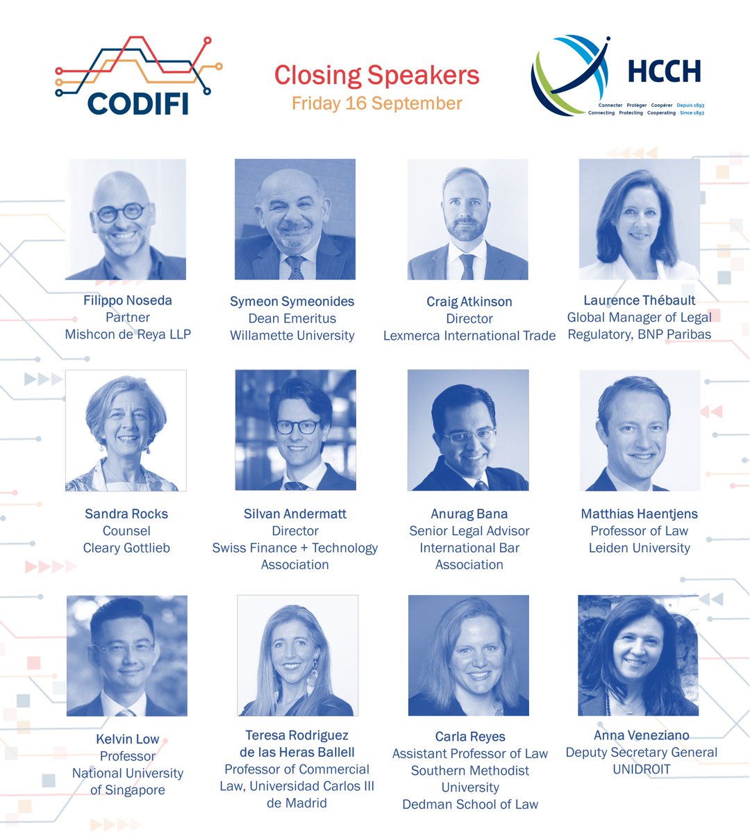 HCCH_TheHague's tweet photo. 📈📱Following an exciting week at CODIFI, the HCCH Conference on Commercial, Digital & Financial Law, join us on Friday 16 to hear our final speakers reflect upon the week’s 40+ sessions and set out their vision for the future!
👉 More info: https://t.co/6DNuaveNai https://t.co/dDXygC8d7W
