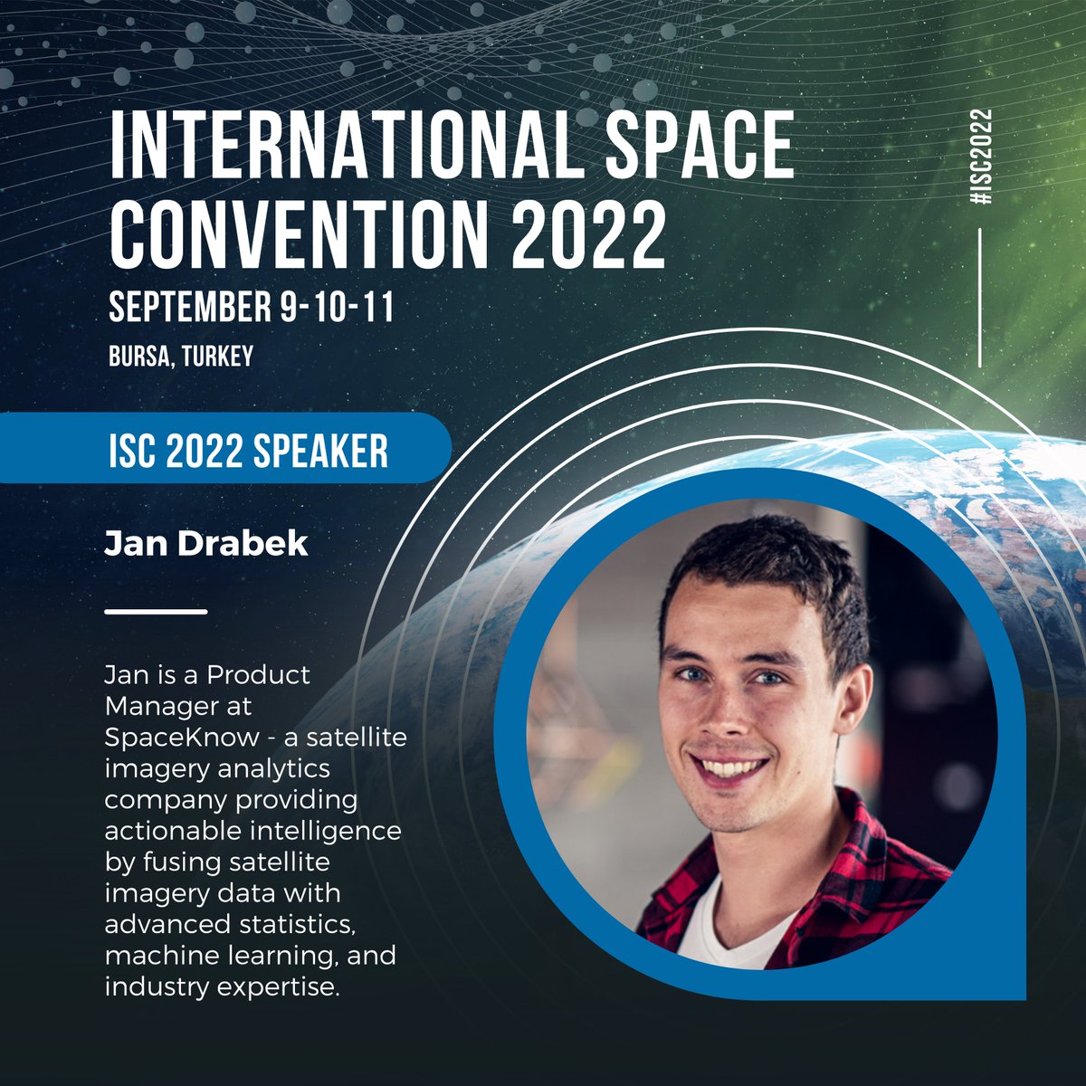 isconvention's tweet photo. Hear ''How Remote Sensing Unlocks New Possibilities in Infrastructure Monitoring'': https://t.co/0SJkw0Gmt3
Jan is a Product Manager at SpaceKnow - a satellite imagery analytics company providing actionable intelligence.
#JanDrabek #SpaceKnow #ISC2022 https://t.co/uWzt27CotC