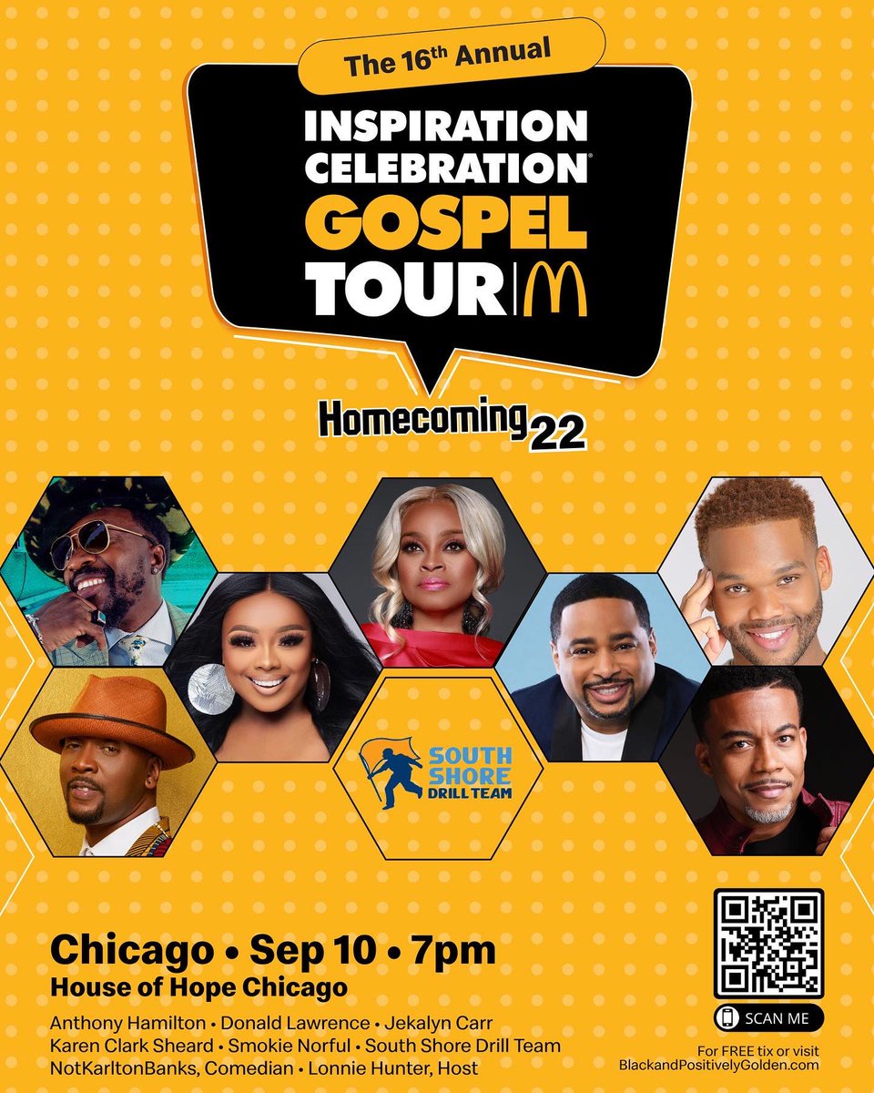 BMOAChicagoland's tweet photo. And we’re back! The 16th annua McDonald’s Inspiration Celebration Gospel Tour is back in-person at the House of Hope this Saturday, September 10th. Visit https://t.co/uIPSy80fOr for FREE tickets! https://t.co/tOOGxF3e3R