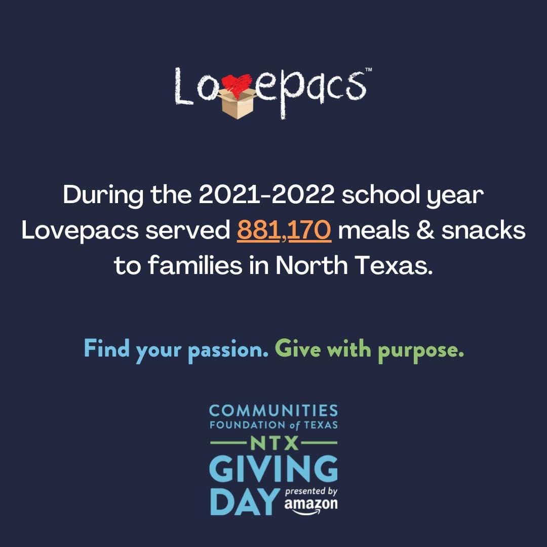 northtexasgivingday.org/Lovepacs

#NorthTexasGivingDay #FindYourPassion #GiveWithPurpose #lovepacs #donate #fundraiser