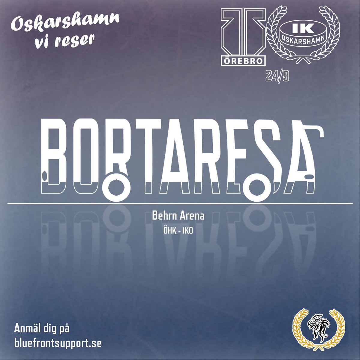 BlueFrontS's tweet photo. Nu finns resan till bortapremiären i Örebro ute för alla att anmäla sig. Det är ett planerat matstopp på vägen till Örebro.

Pris är 275kr för medlem och 325 kr för icke-medlem. 
Mer info och anmäl finns på hemsidan!
#Bluefrontsupport #BFS #Oskarshamn https://t.co/jsCLi7NrbF