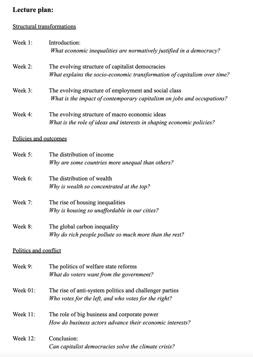 Aidan_Regan's tweet photo. The new lecture plan for my @ucddublin @ucdpolitics  #POL30880 module - Capitalism and Democracy.

Looking forward to teaching this! https://t.co/6XZlo96dhi