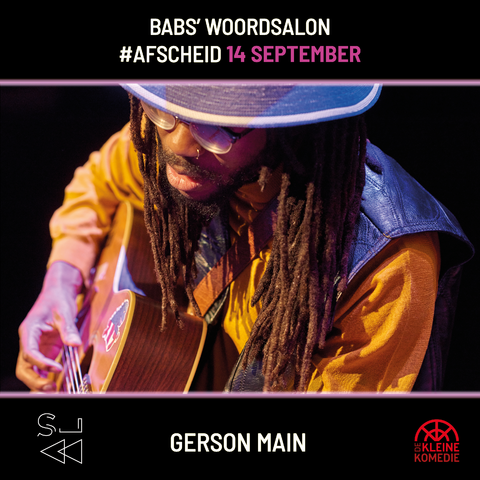 SLAAmsterdam's tweet photo. Singer-songwriter Gerson Main zegt dat hij muziek maken als therapie ziet. ‘Door muziek probeer ik tot bepaalde antwoorden te komen’. Helpt zijn muziek ook als hij ergens afscheid van moet nemen? Je hoort het 14 september bij Babs’ Woordsalon. #AFSCHEID.

https://t.co/igtwy1Ul07 https://t.co/G4B5SCDyrE