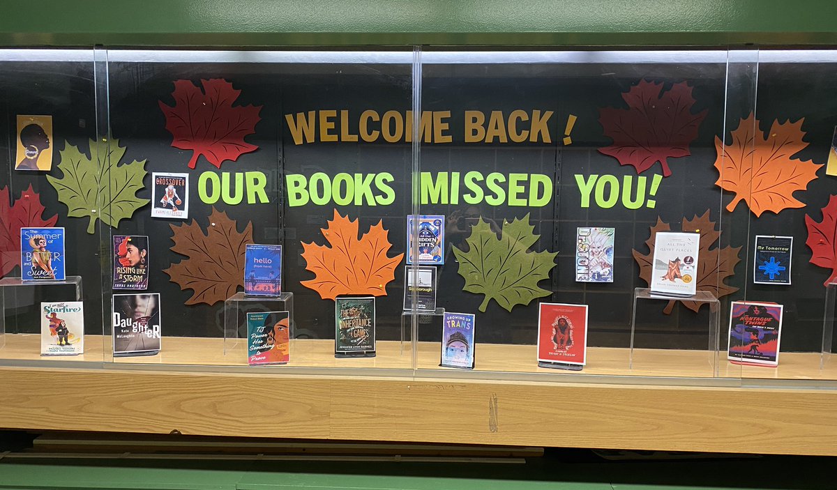 mbwestermann's tweet photo. Celebrating International Literacy Day in our LLC with our Welcome Back display @oslacouncil #schoollibraryjoy #ONSchoolLibraries #SchoolLibraryAdvocacy #onted #InternationalLiteracyDay @GcviLlc @GuelphCVI https://t.co/euFcLtauMU