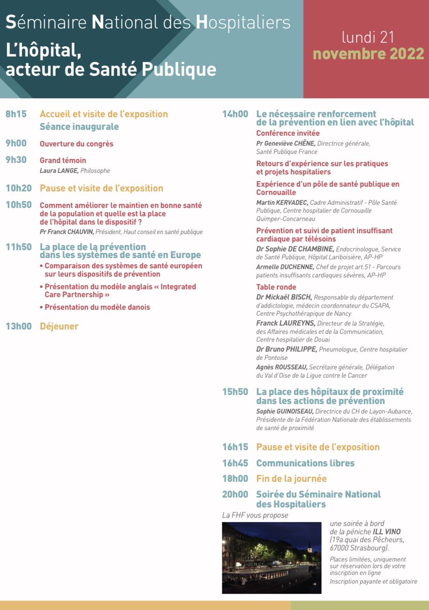 Le 21.11 à @strasbourg : j’aurai le plaisir d’intervenir au Séminaire National des Hospitaliers 2022 @laFHF : l’hôpital acteur de santé publique @respadd @cpnlaxou @FFAddictologie