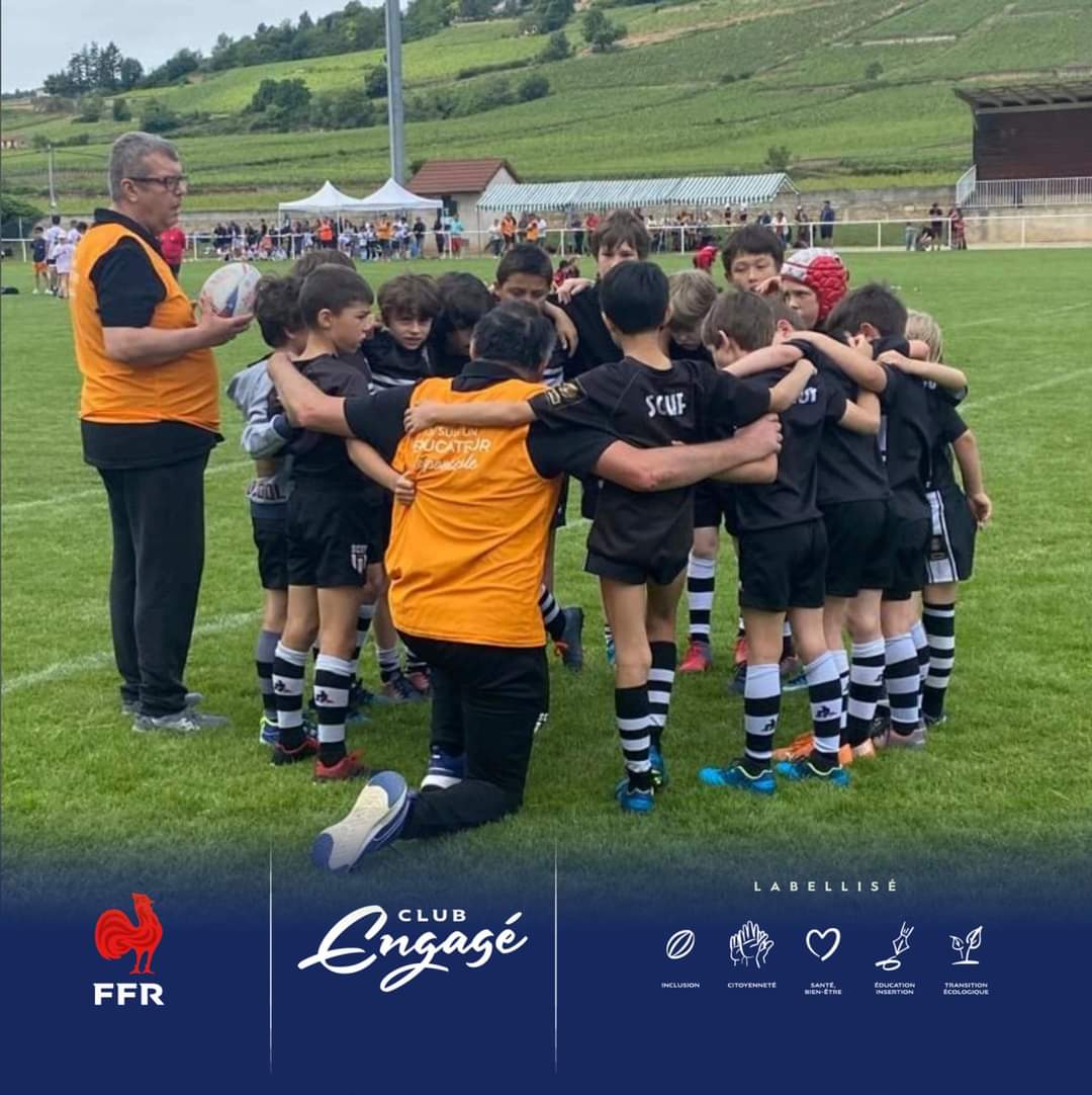 Quelle fierté de recevoir le label « Club Engagé » par la FFR !
Cela témoigne de notre investissement extra sportif dans les 3 piliers fédéraux :
L’inclusion 
La citoyenneté  
L'éco responsabilité 
⚫⚪
#U10SCUF 
#U8SCUF
#U12SCUF
#FFR
<a href="/LIFRugby/">Ligue IDF Rugby</a> 
<a href="/LNRofficiel/">Ligue Nationale de Rugby</a>