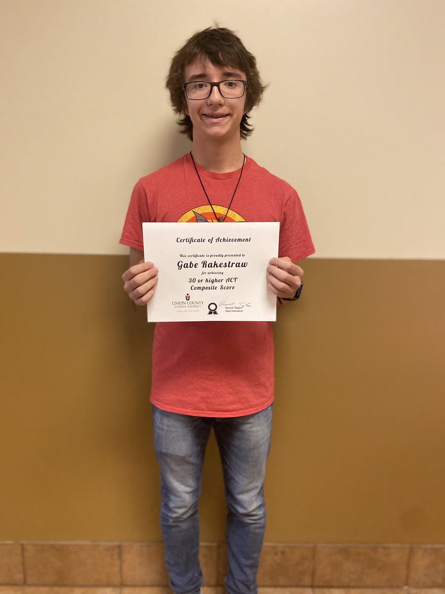 UnionCountySD's tweet photo. ๐
Congratulations to East Union student Gabe Rakestraw for scoring a 30 or higher Composite ACT Score!! #goldstandard #ACT30club https://t.co/1LYnDAALlv