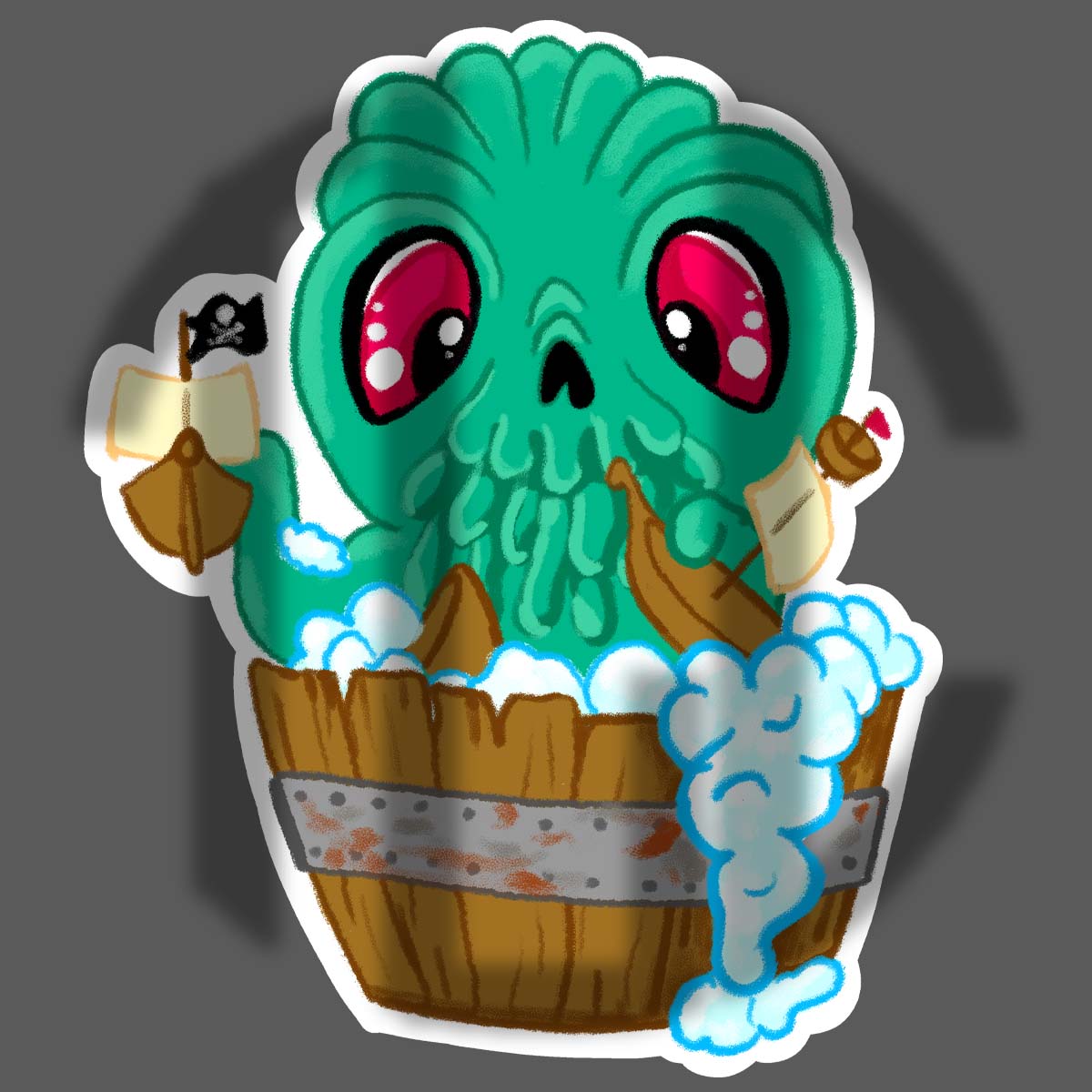 ShangKittenArt's tweet image. I started a new sticker series yesterday called Mythologi-Pals. Meet Baby Cthulhu.