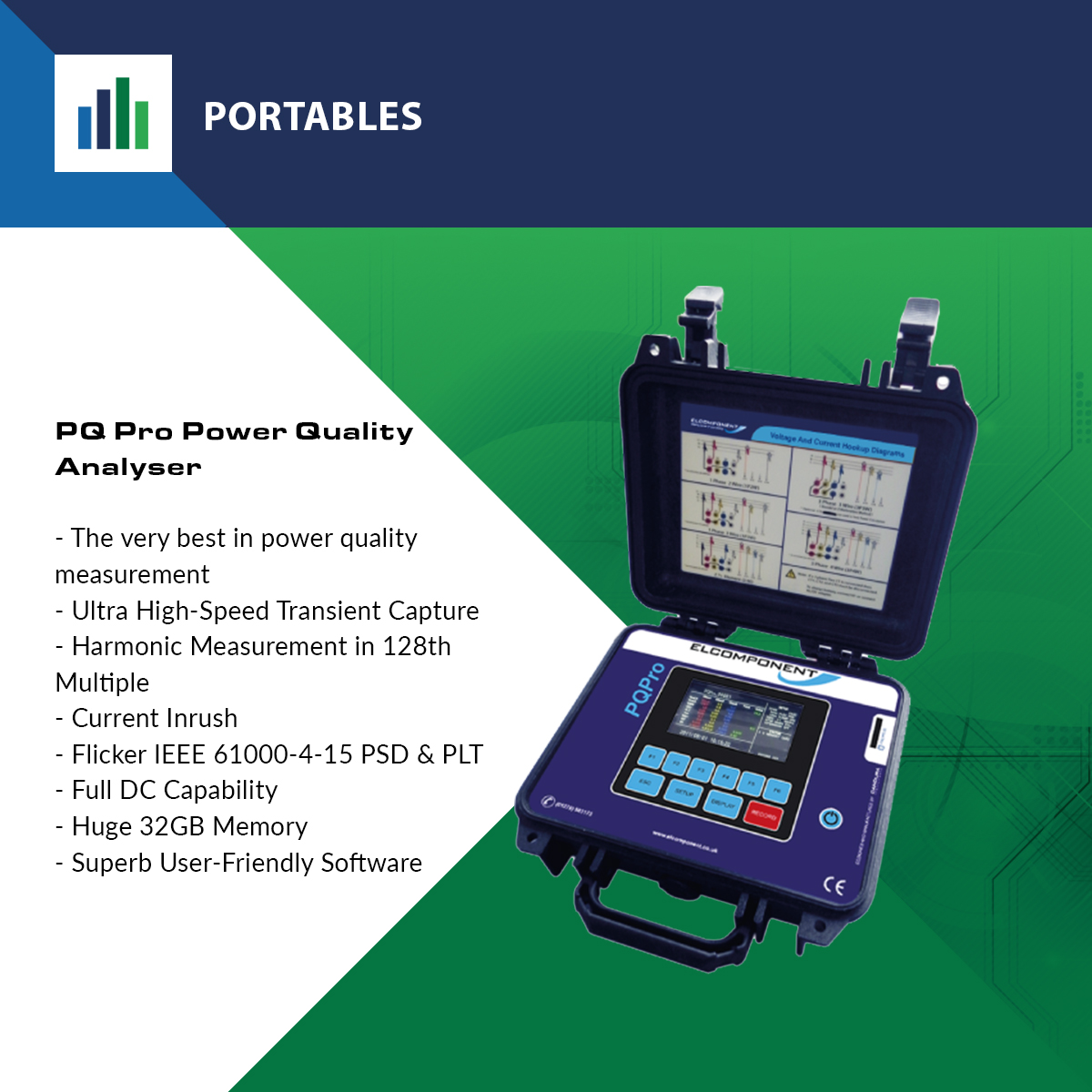 Elcomponent's tweet image. The PQ Pro is the product of our 25 years experience in electrical power and power quality measurement, so it doesn't just look good on paper, it really performs in the field.

Speak to our team about the benefits of using the PQ Pro on  01279 503 173.

#energy #PQPro #datalogger