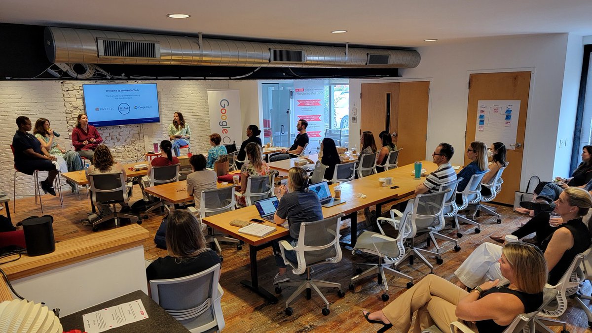 TomSnyderRIoT's tweet photo. Great turnout for the  @RaleighFounded #womenintech panel at #RIoTLabs this morning. I love working in this community every day. I encourage anyone to get out of your bedroom office and work periodically from places where people gather, share ideas and support each other. https://t.co/K1bmetlk6H