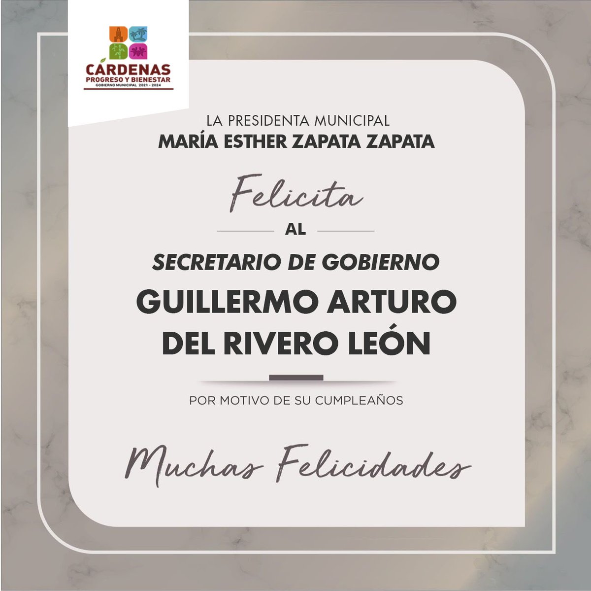 MayteZapata_'s tweet photo. Feliz cumpleaños estimado Secretario de Gobierno, @gdelrivero. Desearte los mejores deseos, buena salud y que continúen los éxitos. Disfruta tu día en compañía de familia y seres queridos. https://t.co/HNbhS7e7bA