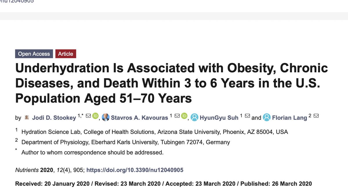 DrHydration's tweet photo. Bad News for "small" water 💧 Drinkers

Underhydration Is Associated with Obesity, Chronic Diseases, and Life Expectancy in the U.S. Population
@asuhealth @Hydrationsci 
#hydrationscience
#Hydrationa
#water 
 https://t.co/mVbvZkB6j1 https://t.co/0Ux5Nh5AVO