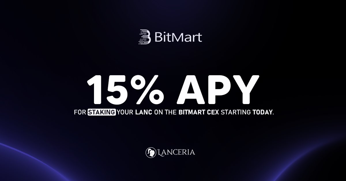 lancerialabs's tweet photo. 15% APY for locking your LANC on the BitMart CEX starting today.
Limited pool available. No limit to the amount of LANC necessary to enter the pool.
All LANC token holders from Digifinex can now enjoy these benefits on BitMart. https://t.co/Lz1y8BzzD3