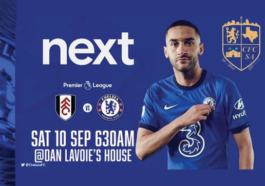 CFCSATX210's tweet photo. Just a reminder for this weekend! The pub will not be opening at 6:30am so we are watching it @Dan__LaVoie crib!! Message for details! #UpTheChels #OnlyOneTeamInFulham #COYB #KTBFFH #CFCSA https://t.co/6IUuWidxBi