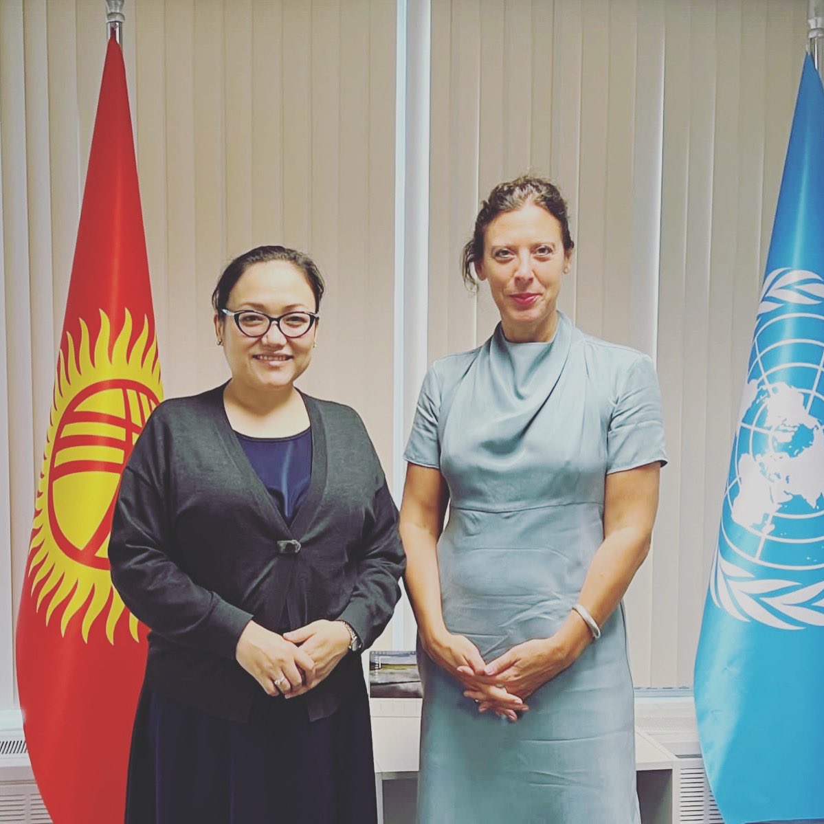 Was a pleasure to welcome @AntjeGrawe, UN Resident Coordinator to 🇰🇬. Had a very good discussion on the priorities of the country. Hope successful implementation of #CooperationFramework 2023-27 in #Kyrgyzstan. Wish you all the best in your post & look forward to working closely.