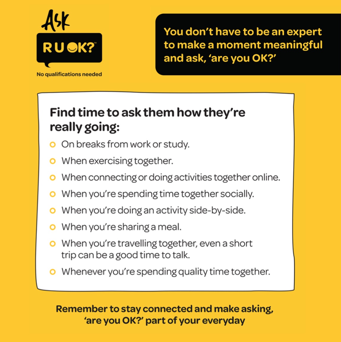 CSULBPolice's tweet photo. You don't need to be a professional to check in on your friends and family. Look out for the ones you care about, and take just a moment to ask "are you OK?" #ruokayday #CSULB https://t.co/8tEnhOR6Uu