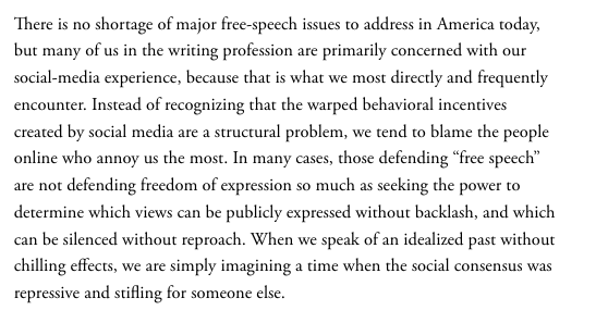 AdamSerwer's tweet photo. Wrote about our strange free speech discourse, where the right to free speech is sometimes misconstrued as a right to monologue. 
 https://t.co/qv4mXuUEWX https://t.co/1l9l21hR4I