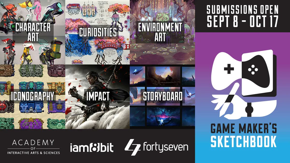 Official_AIAS's tweet photo. With our friends @iam8bit and @fortysevenPR, we're excited to announce the 2nd Annual #GameMakersSketchbook, which promotes and honors a broad spectrum of art by artists in video games! Learn more about our rules and submission instructions here: https://t.co/lJe5yc9Qor https://t.co/lFG4lxjDeW