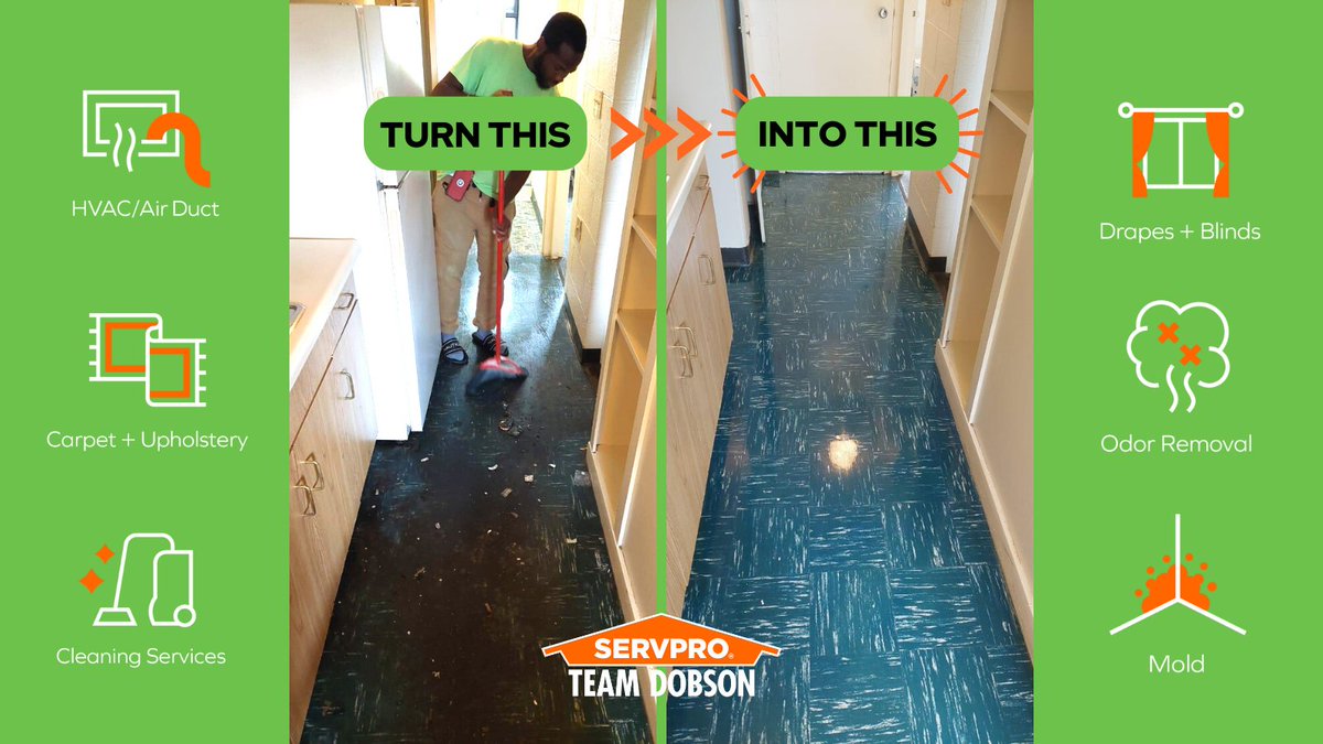 servproant's tweet image. Need your floors looking clean and new again? Call SERVPRO Team Dobson to meet all your restoration and cleaning needs.

#SERVPRO #servproteamdobson #teamdobson #restorationprofessionals #cleaningprofessionals
