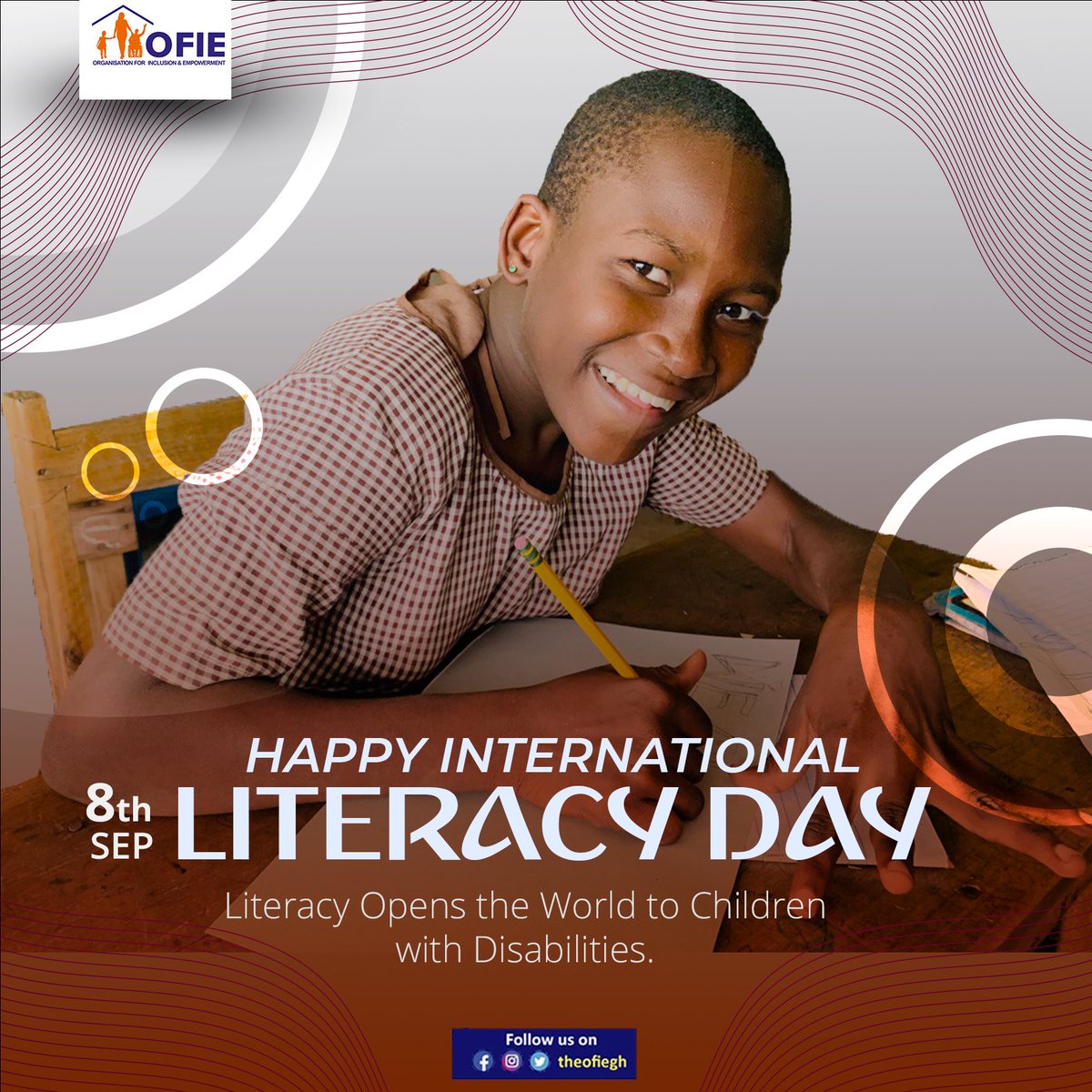 theofie_org's tweet photo. Literacy is more than just being able to read or write, it is a key component of learning, development, communication, and a richer life. 

To a child with a disability, it's not only about being understood, it's about being able to comprehend your world. 
#LiteracyDay
#Education https://t.co/nsM7CWFJrw