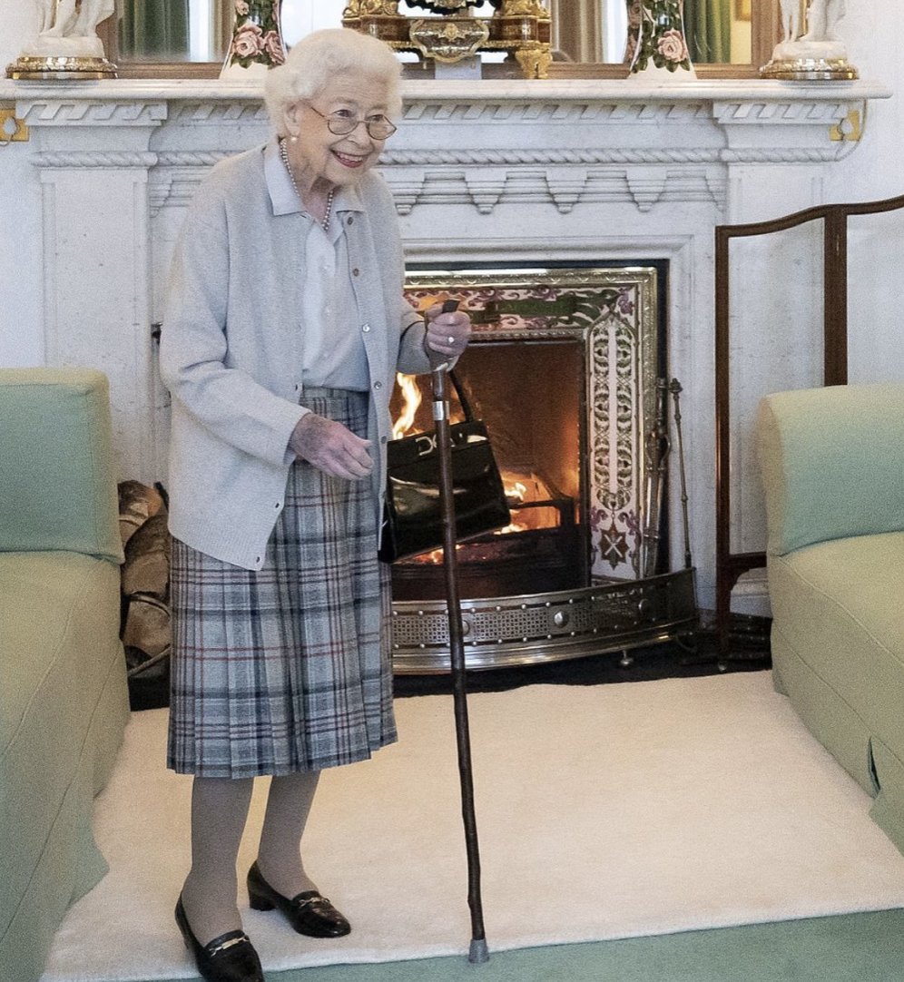 The Queen on Tuesday. 

William and Harry are on their way to her bedside - Kate and Meghan will stay in Windsor and London.