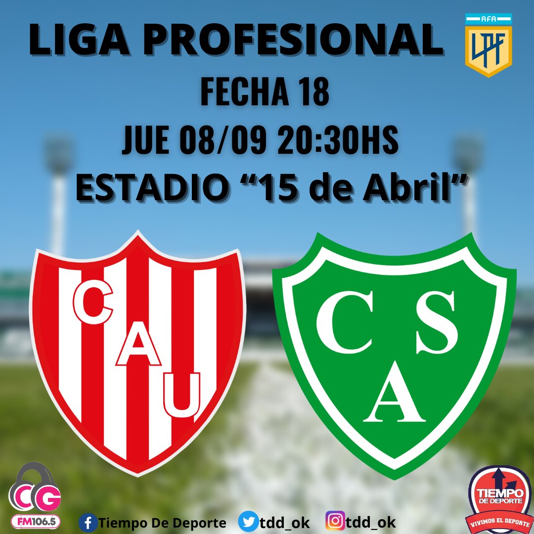 tddok1's tweet photo. #LPF ⚽️
Fecha 1️⃣8️⃣

#Union 🆚 #Sarmiento ⚽️
20:30hs 🕣 
Estadio 15 de Abril 🏟 
La Guapa FM 106.5 🎧
@Nicolassby 🎙 
Estudios: Alejandro Leon 💻
https://t.co/jbkVo7rjCl / 📲 La Guapa FM 106.5 

#VivimosElDeporte #SomosTDD
#VamosVerde https://t.co/a8RNGX5pf8