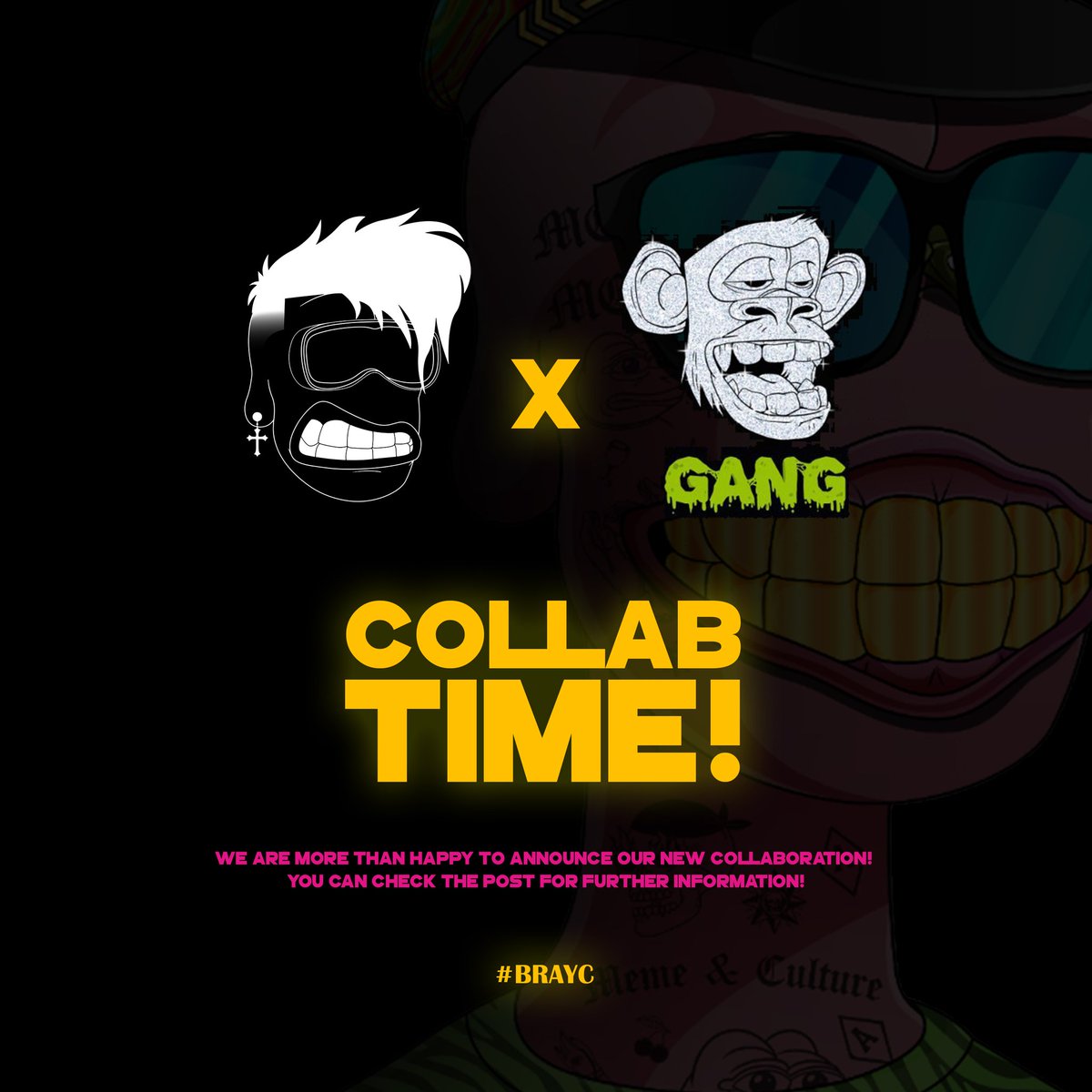 GangApeBlingNFT's tweet image. GIVEAWAY! 🎉

We are more than happy to announce our new collaboration! @BadassApepes 🎉🤝

 We are giving away 2 BRAYC NFT's for Gang holders! ⚔️

To enter ;

🌟Follow @BadassApepes &amp;amp; @GangApeBlingNFT

🌟Like, rt and join discord!

🌟Tag 3 friend!

⌛️72 hrs

#NFTs #NFTGiveaways