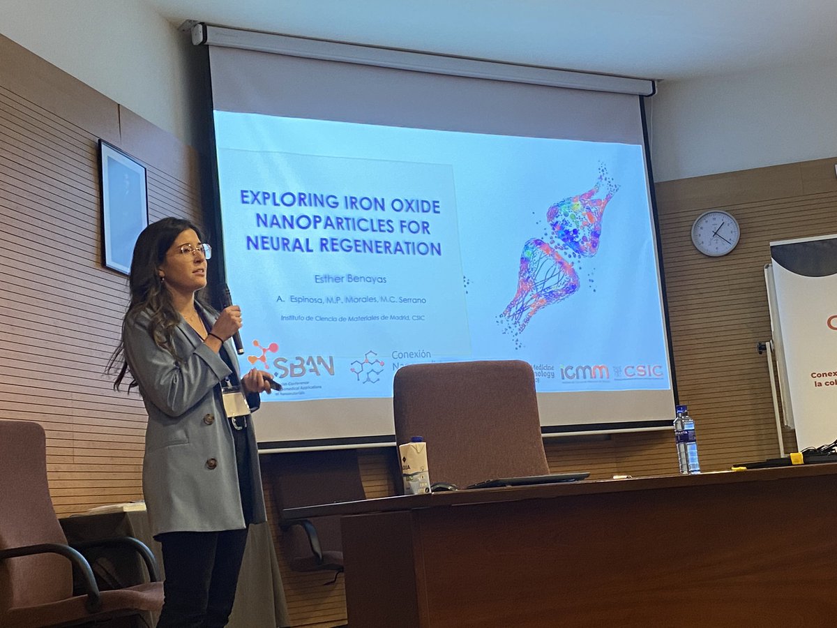 MaMBIOGroup's tweet photo. Great first day of @SBAN_Conference with flash talks of @estherbenayas and Julia and a poster presentation of @UfanoCarlos and @alvaromgc15. Keep up the hard work 💪🏻! #openscience @icmm_csic @Nanomed_CSIC 🦠🧪🧲 https://t.co/i0u6siML1N