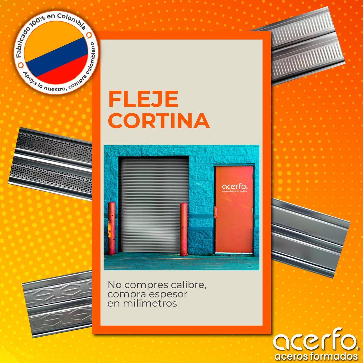 acerfo's tweet photo. La mejor protección para bodegas, locales, tiendas y parqueaderos en cuatro presentaciones diferentes. Visítanos en https://t.co/FJl6N16qHv o comunícate al WhatsApp +57 3213726752
#acerfo #acerosformados #Calidadyseguridad #Acero #fleje https://t.co/WVBRfWUOw0