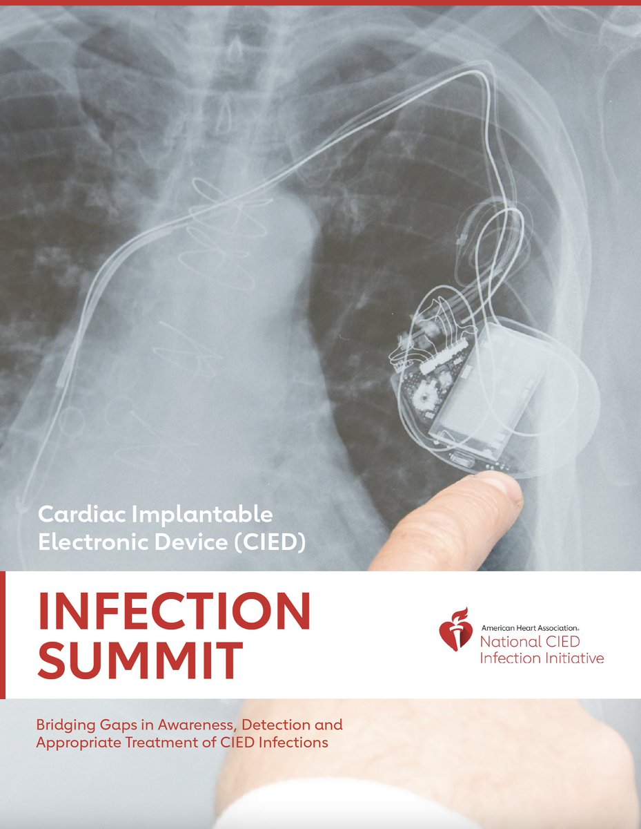 HeartRhythm_US's tweet photo. Read the @American_Heart CIED Infection Summit Report: https://t.co/2PIHc5Yage

Featuring the Arrhythmia Alliance and @MendedHearts patient-facing educational initiative, to identify the issues patients face in detection &amp; treatment of CIED infection. #Treat2BeatCIEDInfection https://t.co/8I4V8nOYI2