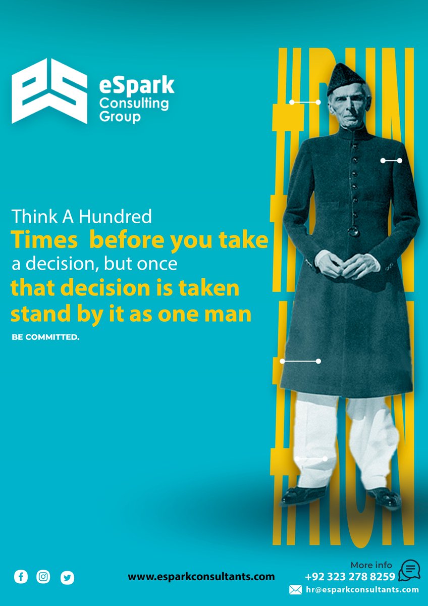 eSparkConsGroup's tweet photo. Words of wisdom can always brighten up your spirit and inspire you to change your ways toward a better path. Moreover, we must never forget the influential leaders whose words have shaped our world. 

Contact Us: +92 323 278 8259  

Email: hr@esparkconsultants.com https://t.co/JV660usRBH